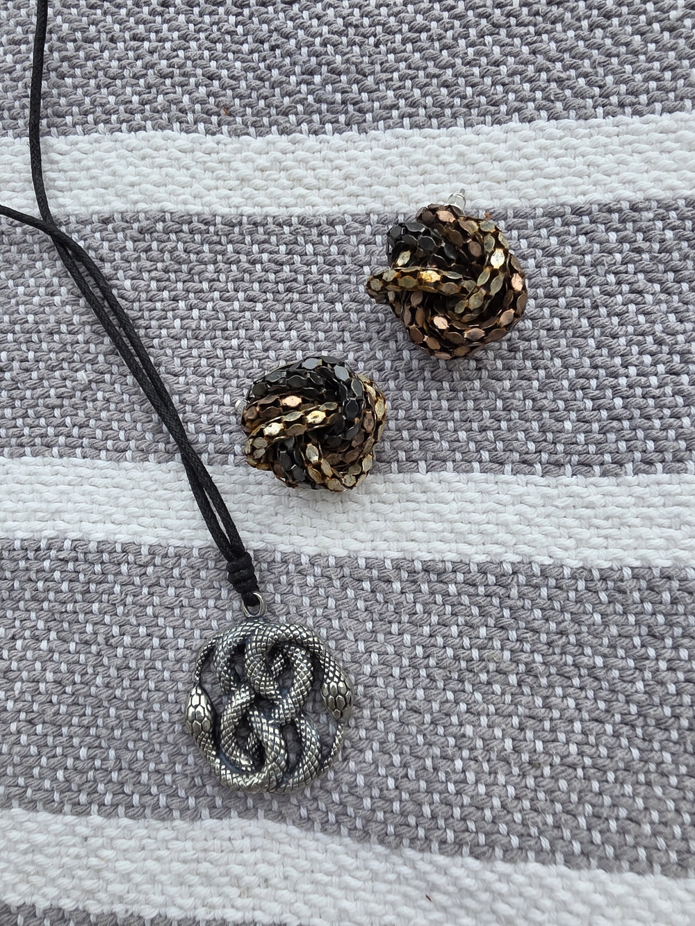 Snake Earrings and Neverending Story Amulet Auryn Necklace
